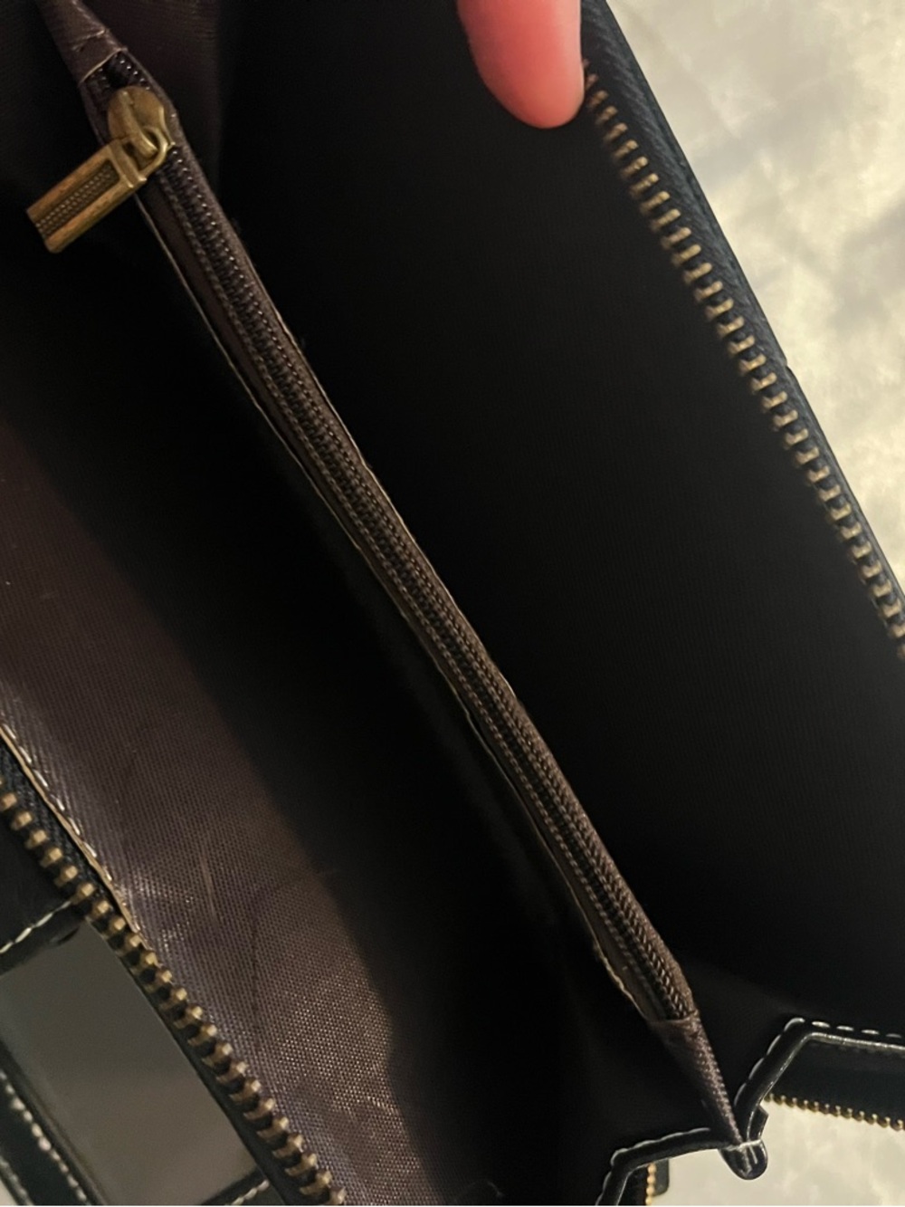 Black Wristlet Wallet with Decorative Brass Accent - Picture 3 of 3